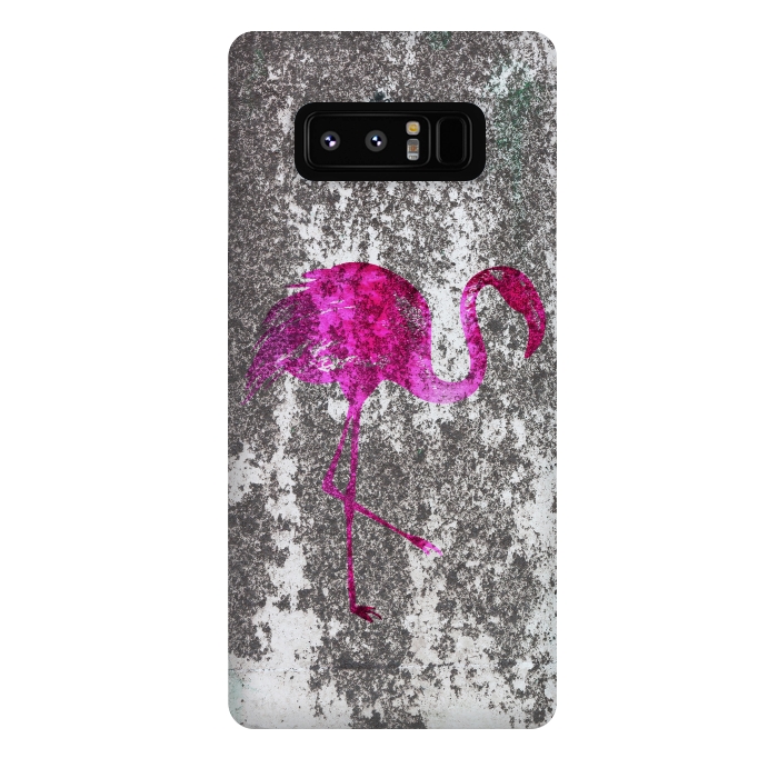 Galaxy Note 8 StrongFit Pink Flamingo Bird On Grunge Wall by Andrea Haase