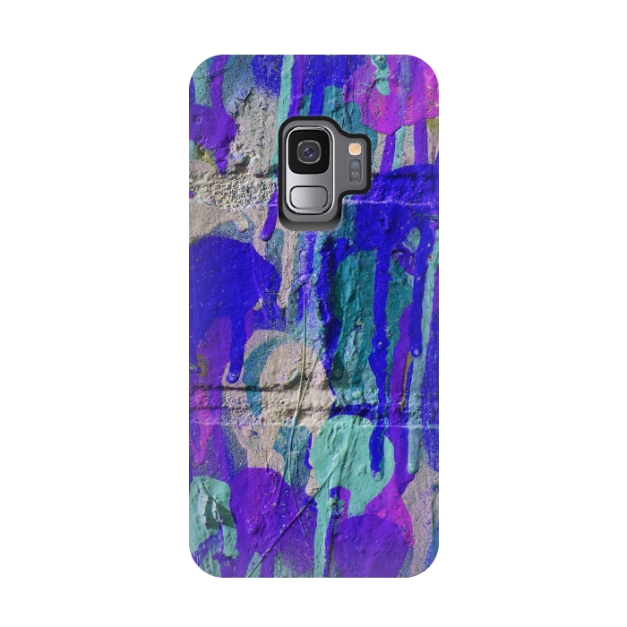 Galaxy S9 StrongFit Blue And Purple Spray Paint Wall by Andrea Haase