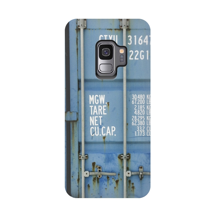 Galaxy S9 StrongFit Shipping Containter With Stencil Text by Andrea Haase