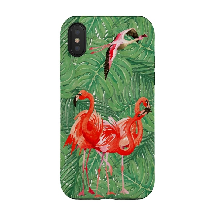 iPhone Xs / X StrongFit Flamingo Jungle  by  Utart