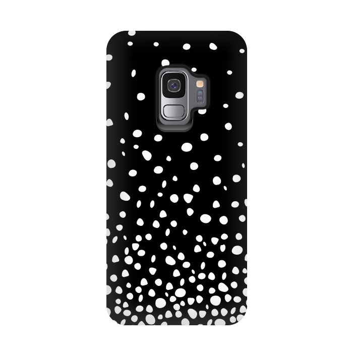 Galaxy S9 StrongFit White on Black Polka Dot Dance by DaDo ART