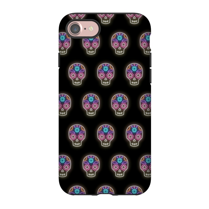 iPhone 7 StrongFit Neon sugar skull pattern by Laura Nagel