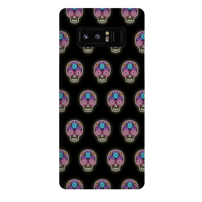 Galaxy Note 8 StrongFit Neon sugar skull pattern by Laura Nagel