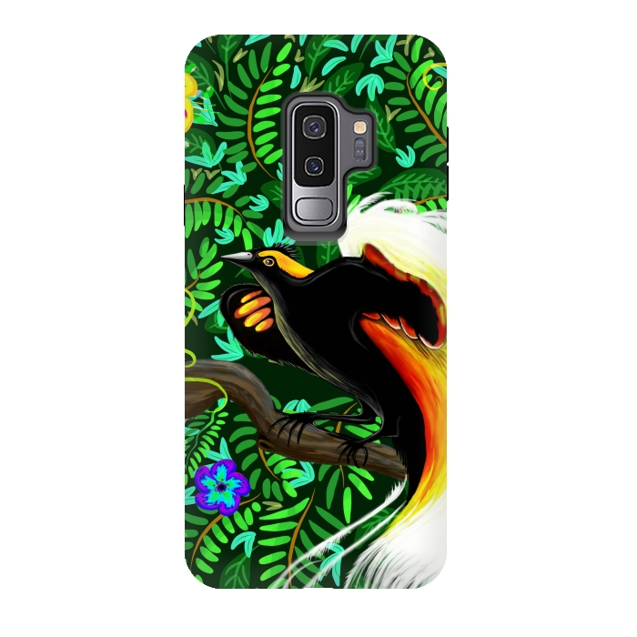 Galaxy S9 plus StrongFit Paradise Bird Fire Feathers   by BluedarkArt
