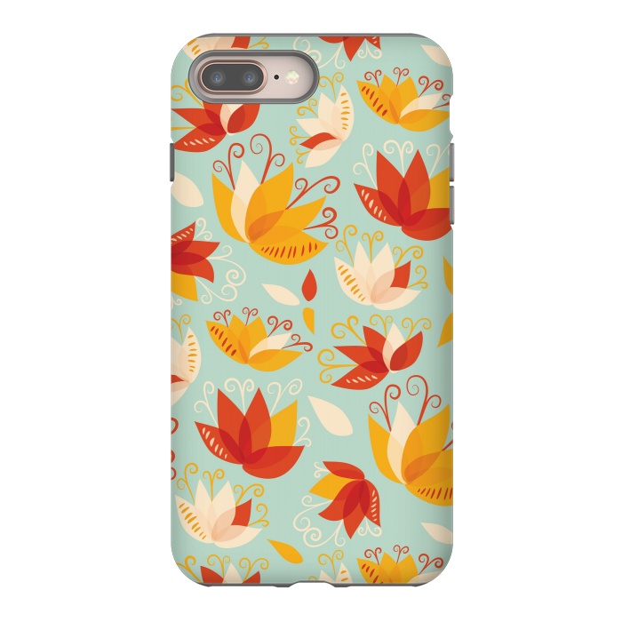 iPhone 7 plus StrongFit Whimsical Abstract Colorful Lily Floral Pattern by Boriana Giormova