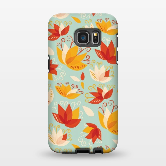 Galaxy S7 EDGE StrongFit Whimsical Abstract Colorful Lily Floral Pattern by Boriana Giormova