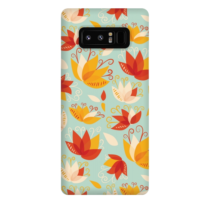 Galaxy Note 8 StrongFit Whimsical Abstract Colorful Lily Floral Pattern by Boriana Giormova
