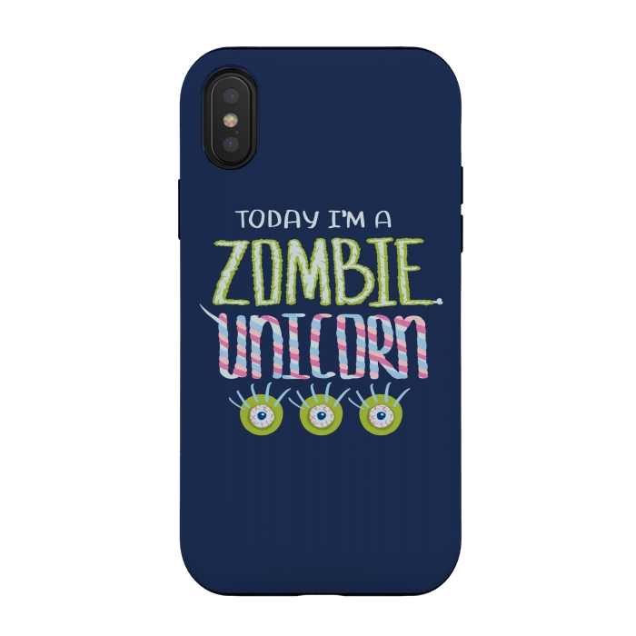 iPhone Xs / X StrongFit Zombie Unicorn Hand Drawn Lettering by Boriana Giormova