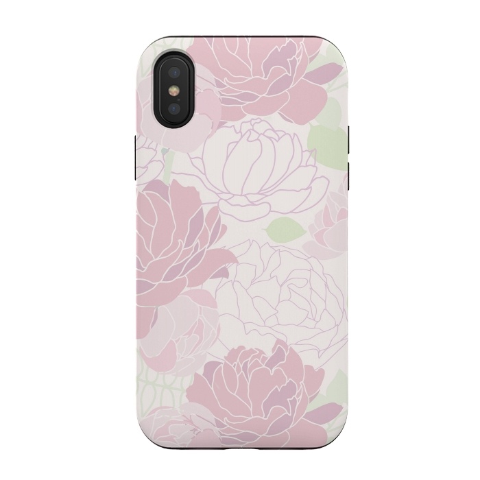 iPhone Xs / X StrongFit Abstract Pink Peony Pattern by  Utart