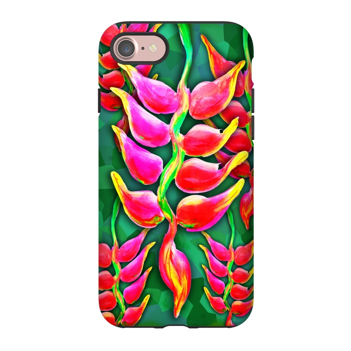iPhone 7 StrongFit Exotic Flowers Heliconia Pendula Bright Red  by BluedarkArt