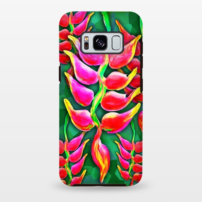 Galaxy S8 plus StrongFit Exotic Flowers Heliconia Pendula Bright Red  by BluedarkArt