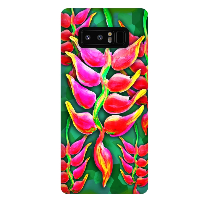 Galaxy Note 8 StrongFit Exotic Flowers Heliconia Pendula Bright Red  by BluedarkArt