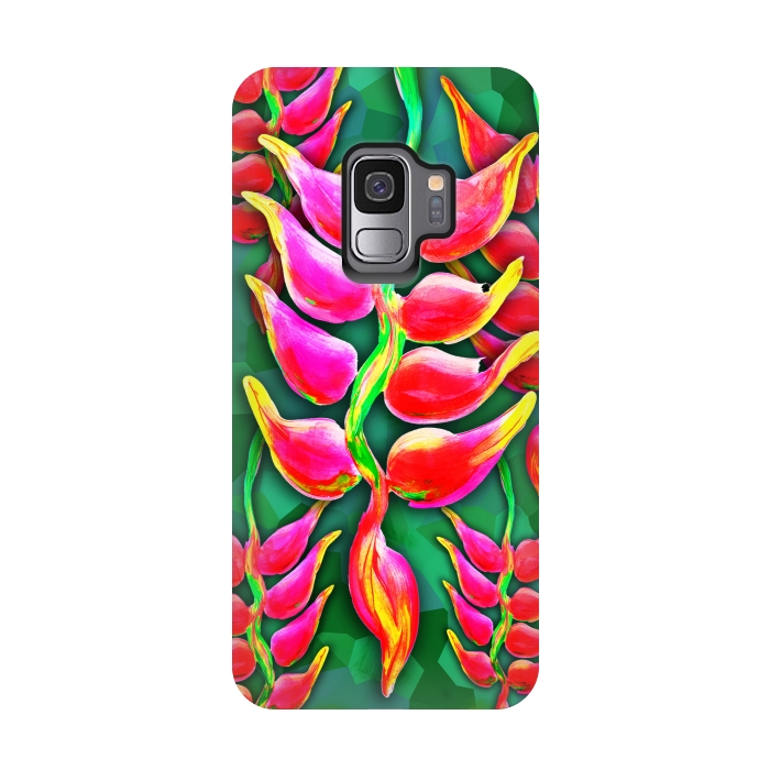 Galaxy S9 StrongFit Exotic Flowers Heliconia Pendula Bright Red  by BluedarkArt