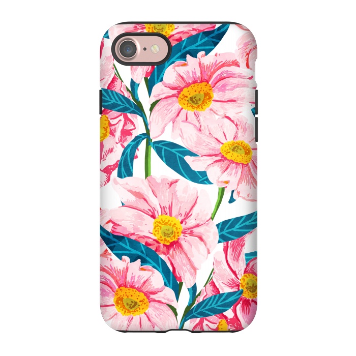 iPhone 7 StrongFit Pink Floral V2 by Uma Prabhakar Gokhale