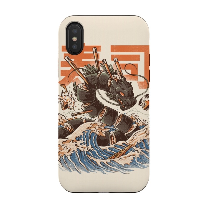 iPhone Xs / X StrongFit Great Sushi Dragon  by Ilustrata