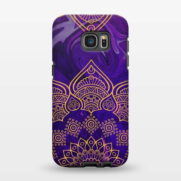Galaxy S7 EDGE StrongFit Mandala in Purple Marble by Rossy Villarreal