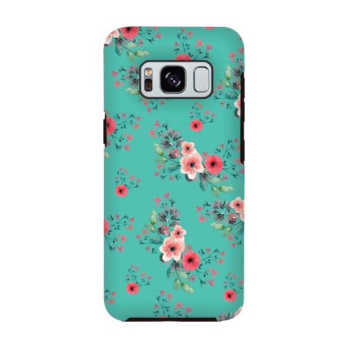 Galaxy S8 StrongFit Flowers in Aquamarine by Rossy Villarreal