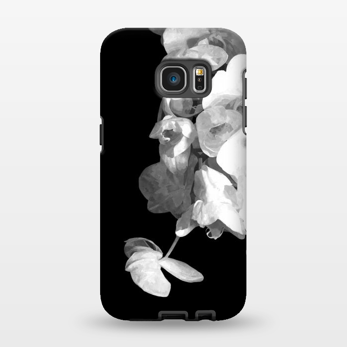 Galaxy S7 EDGE StrongFit White Orchids Black Background by Alemi