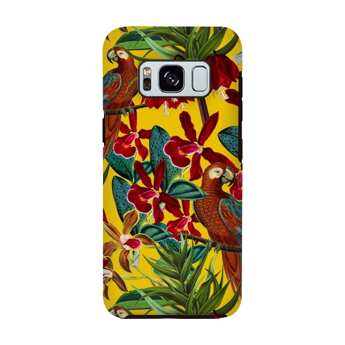 Galaxy S8 StrongFit Parrots in tropical flower jungle by  Utart