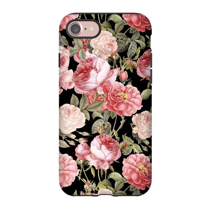 iPhone 7 StrongFit Bridal Roses Pattern on Black by  Utart