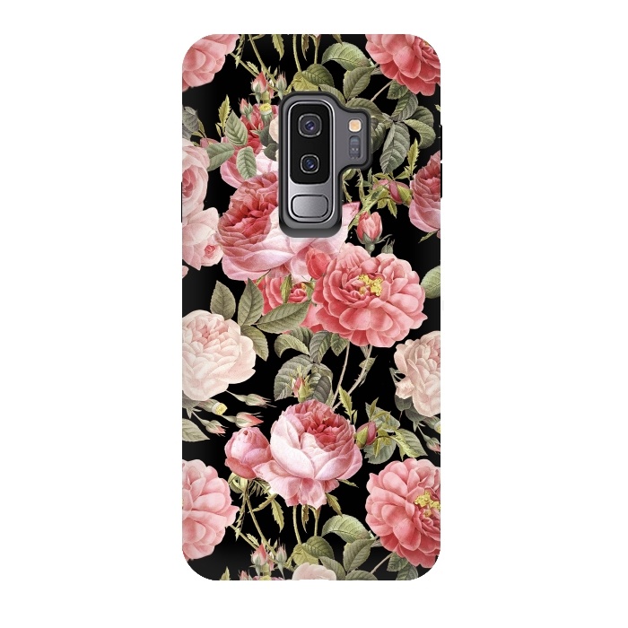 Galaxy S9 plus StrongFit Bridal Roses Pattern on Black by  Utart