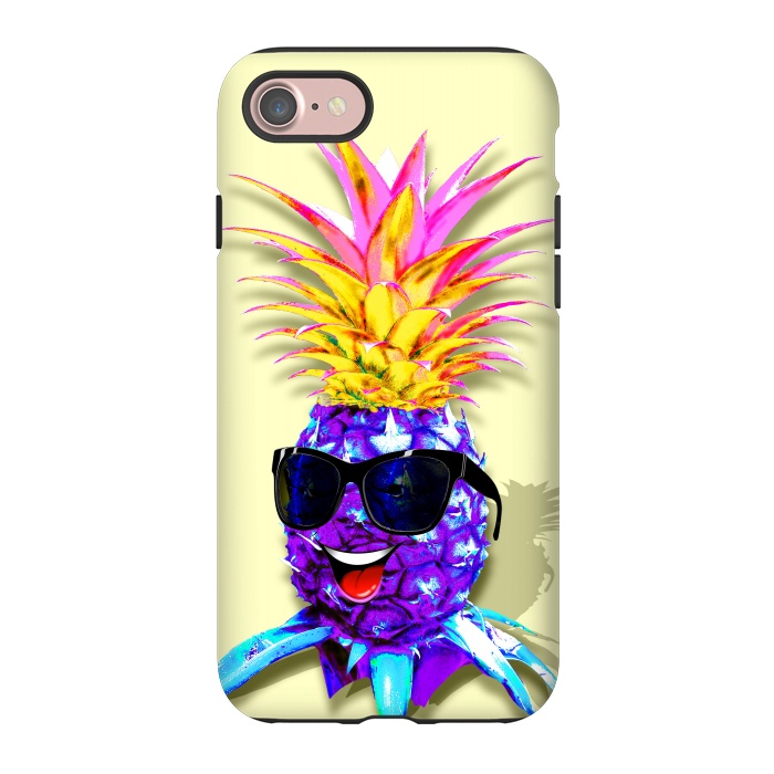 iPhone 7 StrongFit Pineapple Ultraviolet Happy Dude with Sunglasses  by BluedarkArt