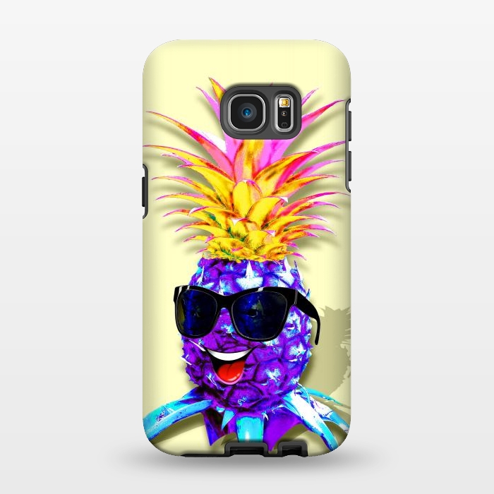 Galaxy S7 EDGE StrongFit Pineapple Ultraviolet Happy Dude with Sunglasses  by BluedarkArt