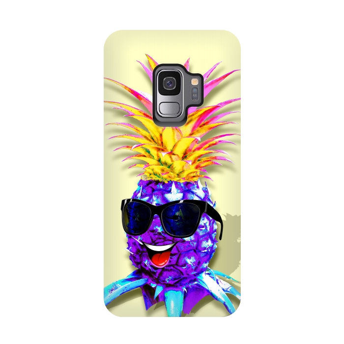 Galaxy S9 StrongFit Pineapple Ultraviolet Happy Dude with Sunglasses  by BluedarkArt