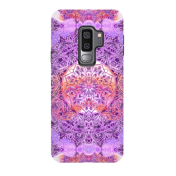 Galaxy S9 plus StrongFit Purple orange hippy mandala by Oana 