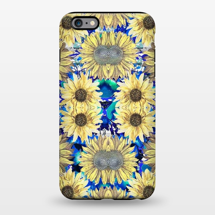 iPhone 6/6s plus StrongFit Watercolor painted sunflowers and blue foliage by Oana 