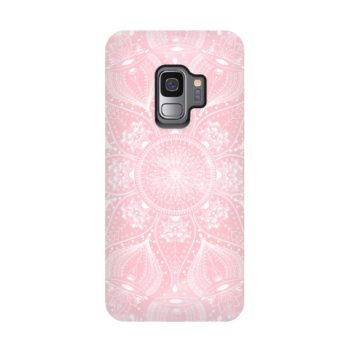 Galaxy S9 StrongFit Elegant white mandala design by InovArts