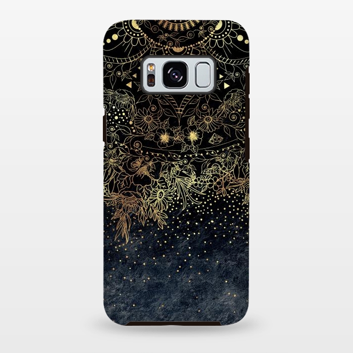 Galaxy S8 plus StrongFit Stylish Gold floral mandala and confetti by InovArts