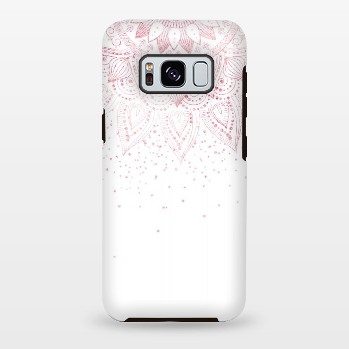 Galaxy S8 plus StrongFit Elegant rose gold mandala confetti design by InovArts