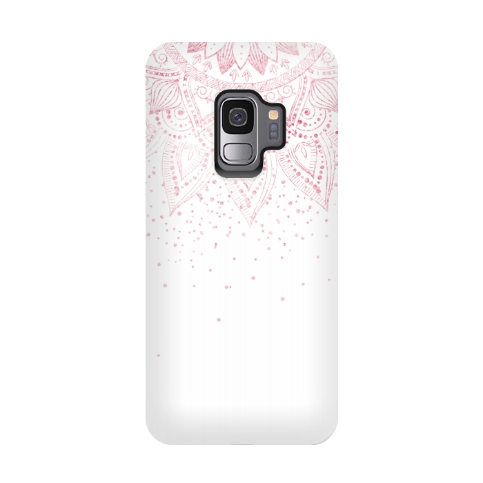 Galaxy S9 StrongFit Elegant rose gold mandala confetti design by InovArts