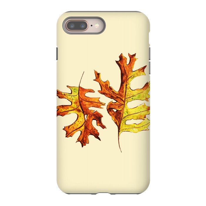iPhone 7 plus StrongFit Ink Watercolor Painted Autumn Leaves Nature Lover by Boriana Giormova