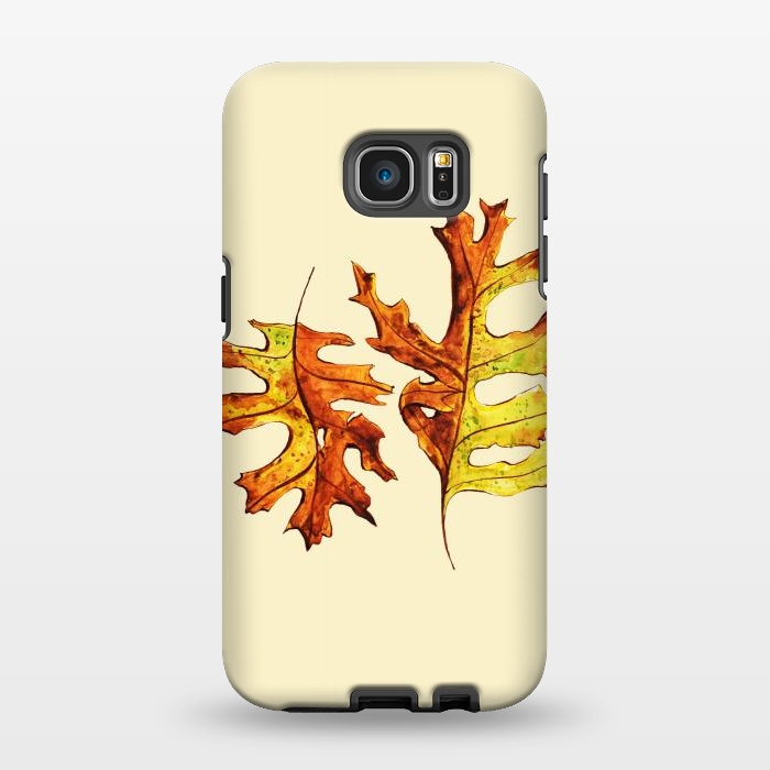 Galaxy S7 EDGE StrongFit Ink Watercolor Painted Autumn Leaves Nature Lover by Boriana Giormova