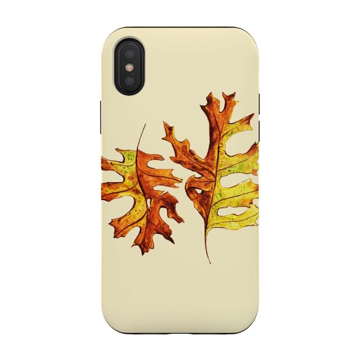 iPhone Xs / X StrongFit Ink Watercolor Painted Autumn Leaves Nature Lover by Boriana Giormova