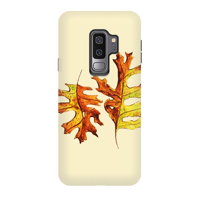 Galaxy S9 plus StrongFit Ink Watercolor Painted Autumn Leaves Nature Lover by Boriana Giormova