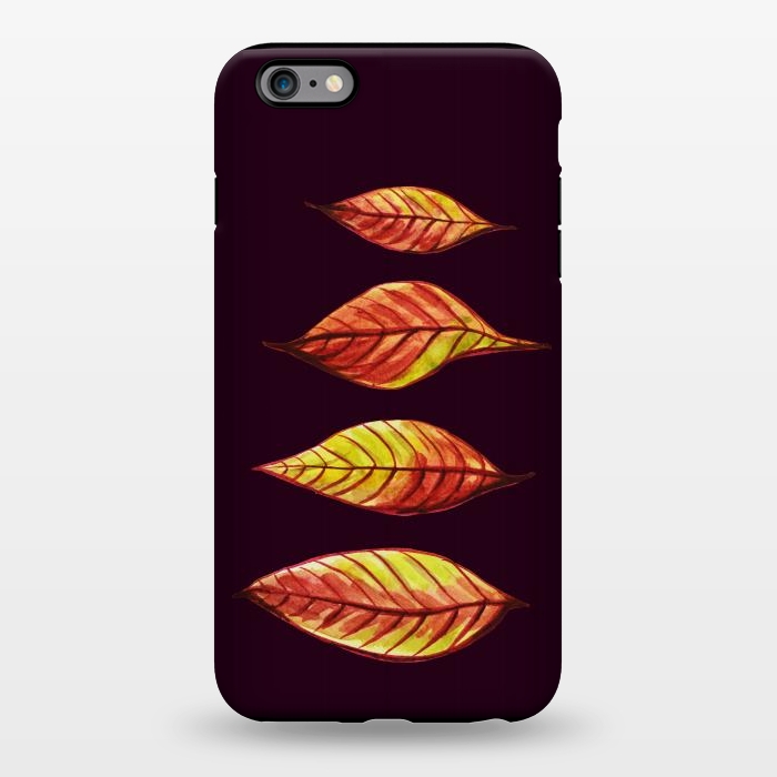 iPhone 6/6s plus StrongFit Four Red Yellow Ink Watercolor Painted Autumn Leaves by Boriana Giormova