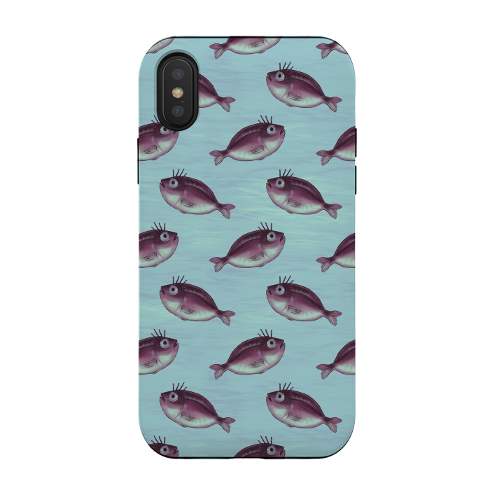 iPhone Xs / X StrongFit Funny Fish With Fancy Eyelashes Pattern by Boriana Giormova