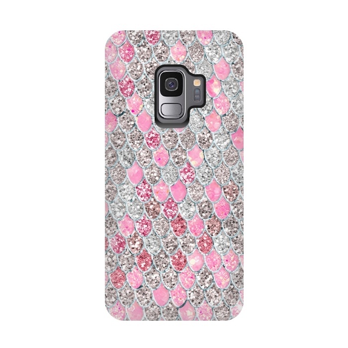Galaxy S9 StrongFit Rose Gold and Silver Sparkling Mermaid Scales  by  Utart