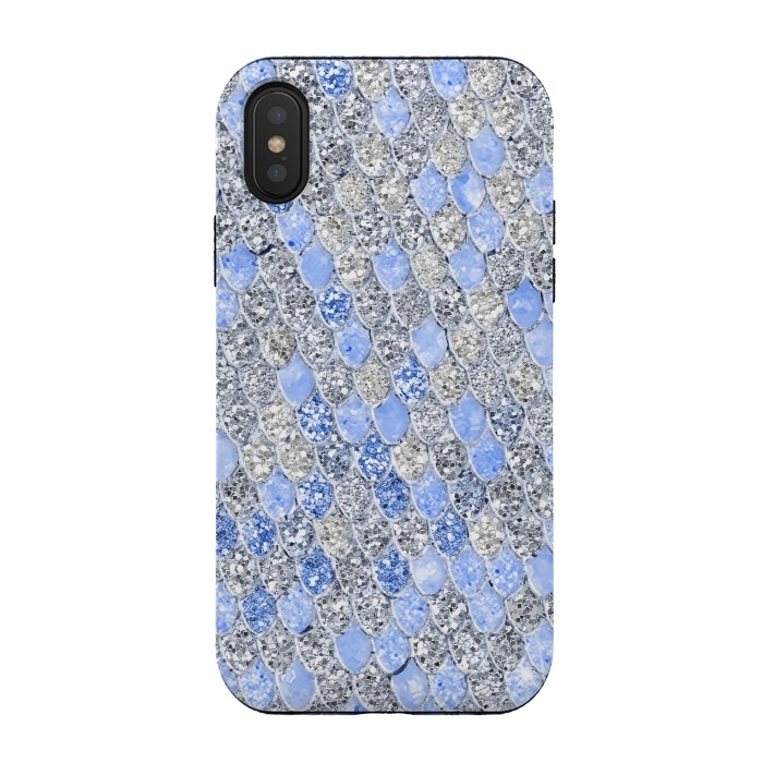 iPhone Xs / X StrongFit Blue and Silver Sparkling Mermaid Scales by  Utart