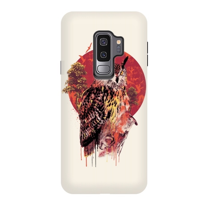 Galaxy S9 plus StrongFit Owl Red by Riza Peker