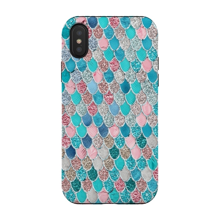 iPhone Xs / X StrongFit Summer Pastel Glitter Mermaid Scales by  Utart