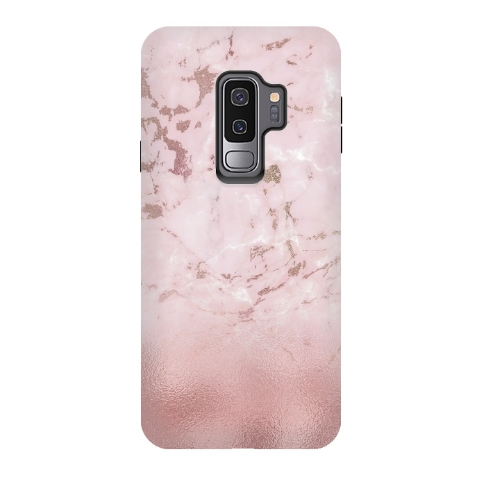Galaxy S9 plus StrongFit Rose Gold Glitter Marble Blush by  Utart