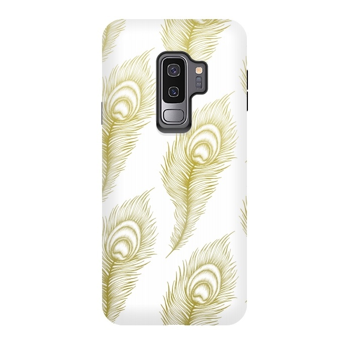 Galaxy S9 plus StrongFit Peacock Feathers by Barlena