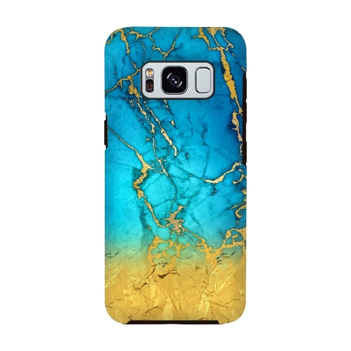 Galaxy S8 StrongFit Sea Blue and Sun Gold Marble and Glitter by  Utart