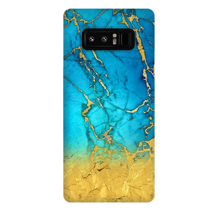 Galaxy Note 8 StrongFit Sea Blue and Sun Gold Marble and Glitter by  Utart