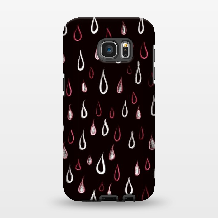 Galaxy S7 EDGE StrongFit Dark White And Red Raindrops Pattern by Boriana Giormova