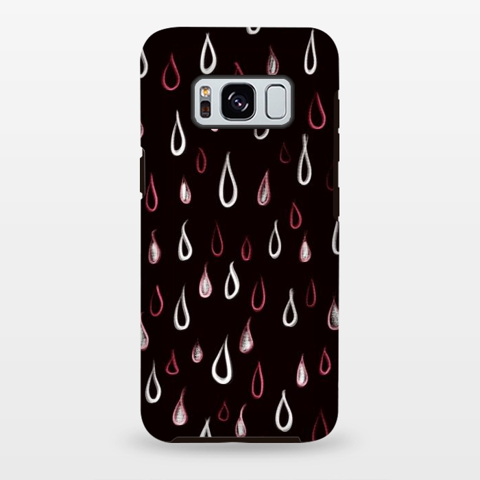 Galaxy S8 plus StrongFit Dark White And Red Raindrops Pattern by Boriana Giormova